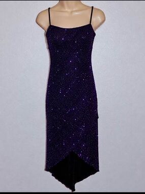 City Triangles Purple Sequin High-Low Slip Dress M